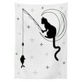 thumbnail image 3 of Ambesonne Cat Tablecloth Rectangular Table Cover, Fishing Kitty on Moon Art, 60"x84", Black White, 3 of 4
