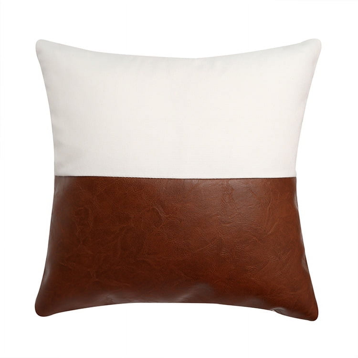 Boho Throw Pillow Covers, Modern Farmhouse Decorative Pillow Covers for Couch Sofa Bed,Faux Leather Pillow Covers, 18 x 18inch