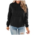 thumbnail image 2 of BOOMNY Womens Long Sleeve Fleece Hoodies Solid Y2K Pullover Hoodie for Women Trendy Casual Fall Winter Hooded Sweatshirts With Pocket, 2 of 5