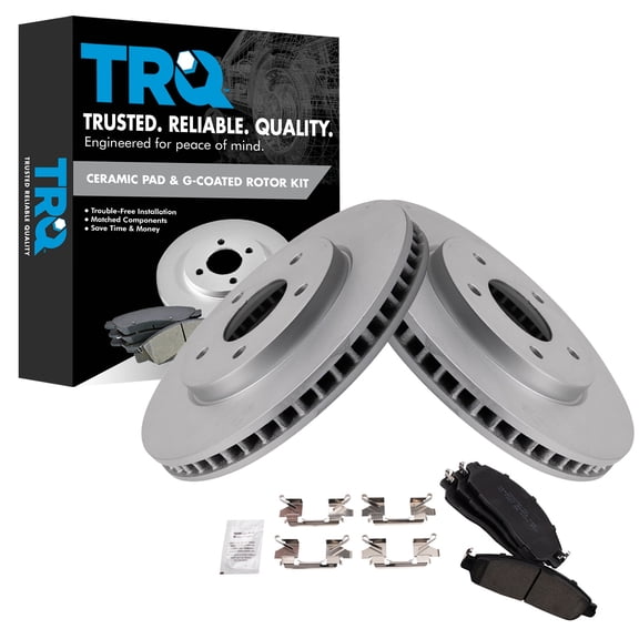 TRQ Front Brake Pad and Rotor Set Ceramic Coated Rotors Fits 2018-2021 Nissan LEAF