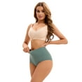 thumbnail image 5 of DARING DIVA Women's High Waist Briefs Flatten Stomach Shapewear Panties Dark Green L, 5 of 6