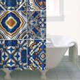 thumbnail image 4 of Blue Ethnic Geometric Patchwork Pattern Shower Curtain 36"x72" ,Bathroom Decorative Shower Curtains Set with 12 Hooks,Modern Waterproof Washable Shower Curtain, 4 of 6