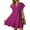 Hot Pink, variant on 2024 Summer Women's Babydoll Dresses Short Sleeve V Neck Drawstring Casual Solid Ruffle A-Line Swing Mini Dress