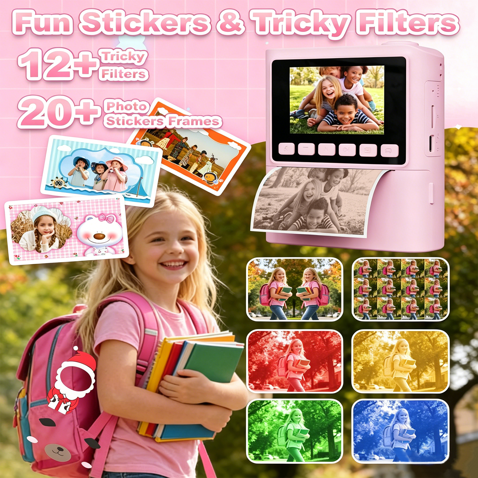 JoyStone Kids Instant Print Camera 1080P Pink photo 6