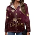 thumbnail image 4 of Women Christmas Tree Print Button Down Shirt Long Sleeve Casual Loose Fit Holiday Blouse Merry Christmas Top, 4 of 5