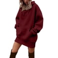 thumbnail image 2 of Karymi Dresses for Women Casual Solid Hooded Sweatshirt Dress, Drop Shoulder Long Sleeve Front Kangaroo Pocket Oversized Mini Hoodie Dress, 2 of 7