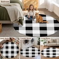 thumbnail image 5 of Black White Plaid Round Area Rug 3.3 FT, Non Slip Small Entryway Kitchen Mat, Spring Farmhouse Buffalo Checkered Washable Soft Circular Rug Non-Shedding Door Mat for Bathroom Playroom Kids Room, 5 of 9