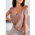 thumbnail image 3 of Camiseta sin mangas con tirantes y tirantes para el hombro, blusa con cuello en V, blusa ajustada con hombros descubiertos, color rosa M, 3 of 6