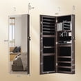 thumbnail image 3 of Gymax 43.5'' Jewelry Mirror Cabinet w/ Full-length Mirror & Interior Makeup Mirror Dark Brown, 3 of 10