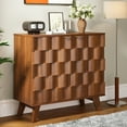 thumbnail image 3 of Wirrytor Fluted Storage Cabinet, Sideboard Buffet Cabinet with Adjustable Shelf and Metal Handles, Wood Accent Storage Cabinet, Credenza for Living Room, Bedroom, Dining Room, Entryway (Walnut), 3 of 8