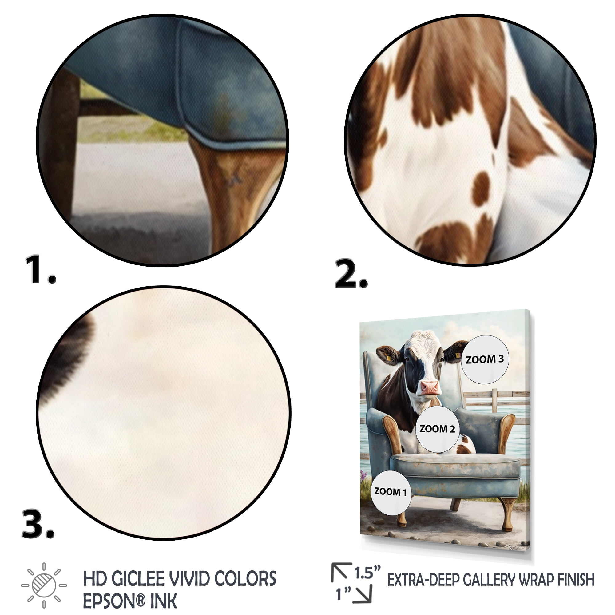 Designart Cow On A Chair I Canvas Wall Art