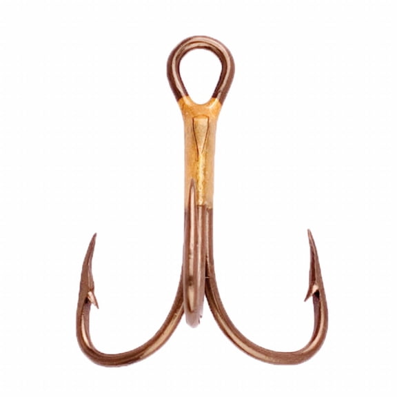 Eagle Claw 2x Treble Regular Shank Curved Point Hook; Bronze (2x Treble Hook 374A-1/0 5pcs)