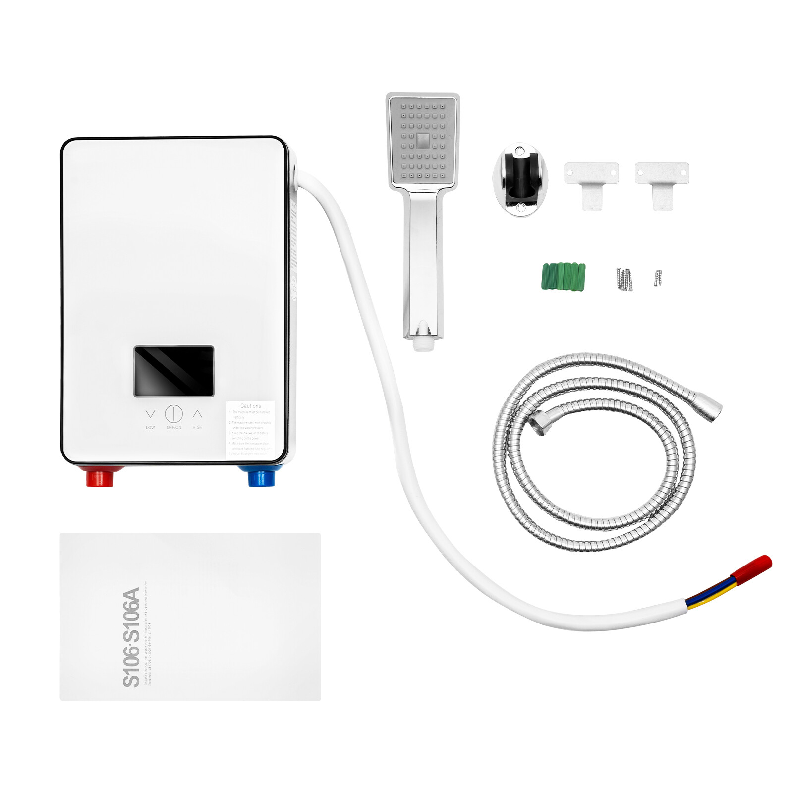 110V Whole House Electric Tankless Instant Water Heater With Shower Head 4500W 10.83*7.2*2.76 inch for Kitchens, Bathrooms, Restaurants, Hotels