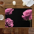 thumbnail image 2 of Pink Rose Placemats for Dinning Table Set of 4, Vintage Abstract Garden Flower Floral Black Burlap Kitchen Place Mats Waterproof Cloth Table Mats, Indoor Outdoor Placemats Easy Clean Dinner Decor, 2 of 8