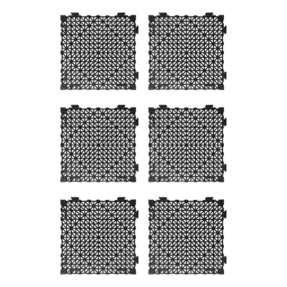Dog Kennel Floor Coverage Panels, 6-Piece PVC Splicing Flooring with Open-Pattern Construction, 30 Cm/11.8 Inch Modular Set for Crates