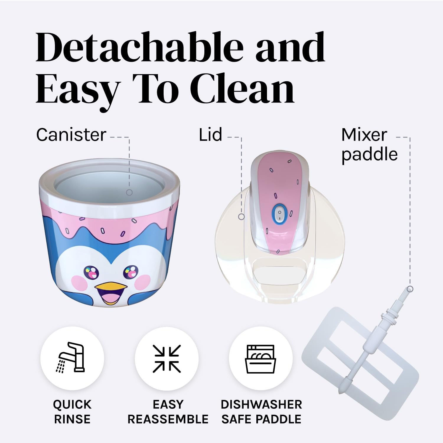1.2 Quart Penguin Electric Ice Cream Maker Machine for Kids – Best Countertop Ice Cream Machine for Homemade Soft Serve, Sorbet, Gelato, Frozen Yogurt