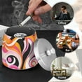 thumbnail image 4 of Yayeee Ashtray with Lid for Cigarette Smokeless Stainless Steel Home Ash Holder, Swirling Circles, 4 of 7