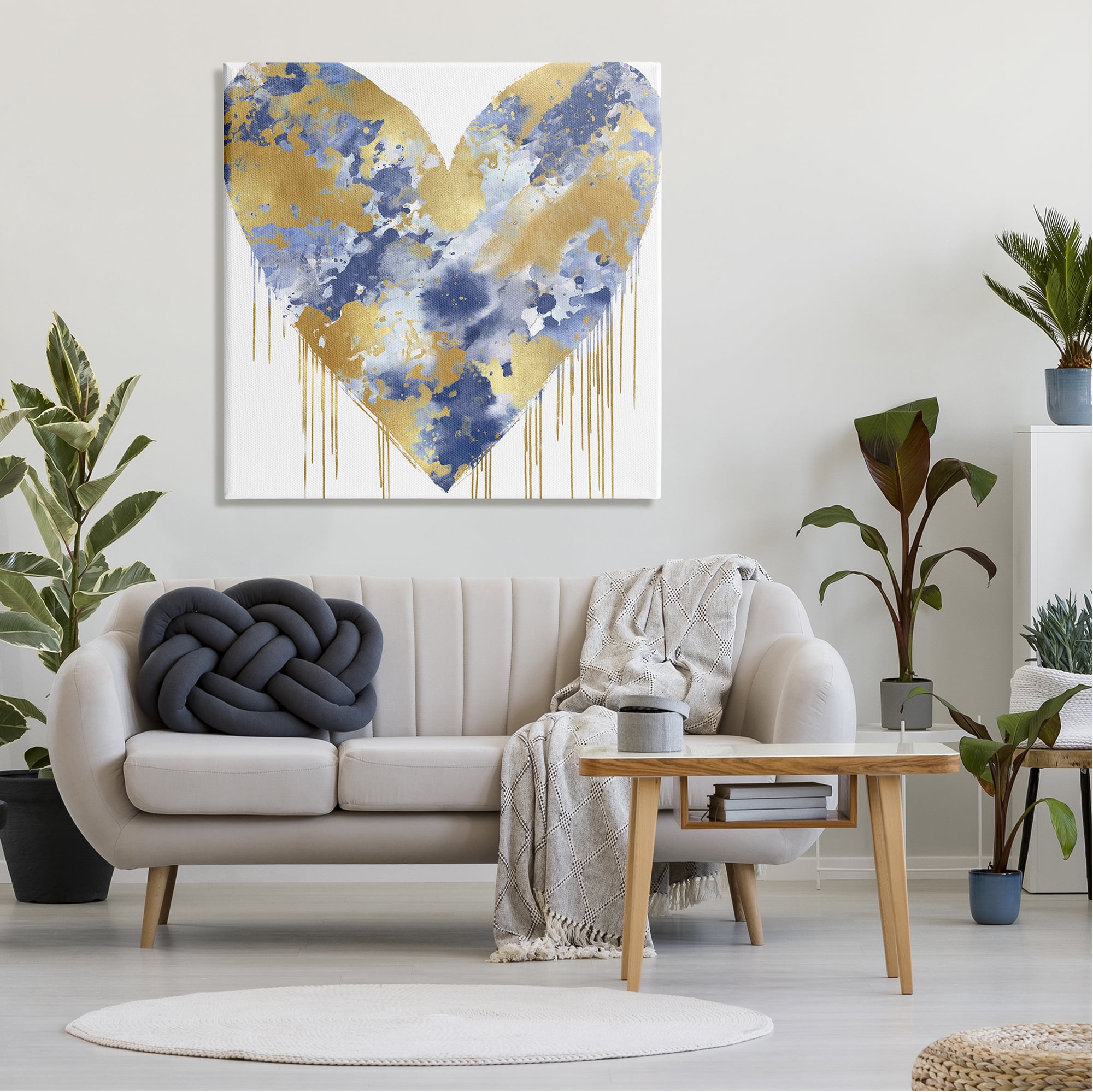 Stupell Industries Urban Blue Graffiti Heart Abstract Painting Gallery Wrapped Canvas Print Wall Art, 36 x 36