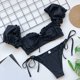 thumbnail image 3 of Gibobby Conjunto de Bañador Sexy Traje de baño de color sólido con relleno Bikini Conjunto de traje de baño para mujer Ropa de playa Trajes de baño de do(Negro,CH), 3 of 5