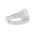 thumbnail image 3 of Two Piece Vintage Princess Cut Ring Lab Created White Opal 925 Sterling Silver Size 12, 3 of 7