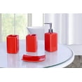 thumbnail image 3 of Complete bathroom set rug mat lid cover with 4 piece ceramic accessories #6 Red plain color, 3 of 3