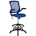 thumbnail image 3 of EMMA + OLIVER Mid-Back Blue Mesh Ergonomic Drafting Chair with Foot Ring and Flip-Up Arms, 3 of 4
