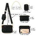 thumbnail image 6 of UTO Small Crossbody Bag for Women PU Leather 3 in 1 Fashion Multipurpose Handbags Shoulder with Coin Pouch(Black Quilted), 6 of 7