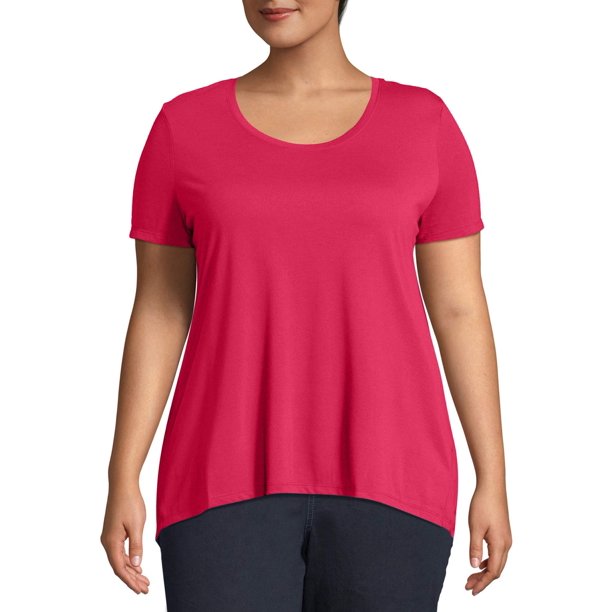 Just My Size Women's Plus Mixed Fabric Hi-Lo Top - Walmart.com