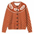 thumbnail image 5 of HAYIMI Womens Halloween Pumpkin Button‑Front Knit Cardigan Long Sleeve Geometric Loose Cozy Fall Holiday Sweater, 5 of 6