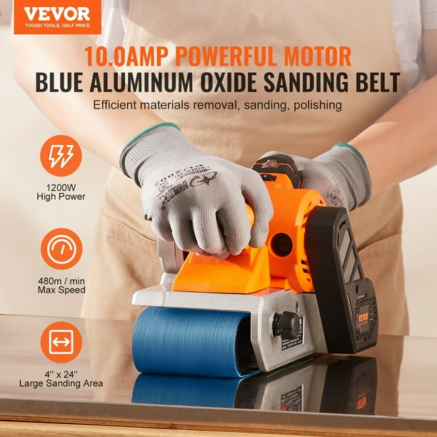 VEVOR 10AMP Belt Sander 4 x 24 Belt Sanders with 6 Speeds 274 480 m min Powerful Sander Machine with 2 in 1 Vacuum Adapter 2 Dust Bags 2 Sanding Belts Walmart