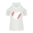 thumbnail image 4 of Hauts d'Été Grande Taille pour Femmes Mode Décontractée Col en V Blouse Imprimée Manches Courtes Épaules Dénudées T-Shirt d'Été Col en V Femmes en Solde, 4 of 8
