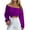 Purple, variant on Crop Tops for Women Boat Neck Puff Sleeve Solid Color Shirt Top Blouse