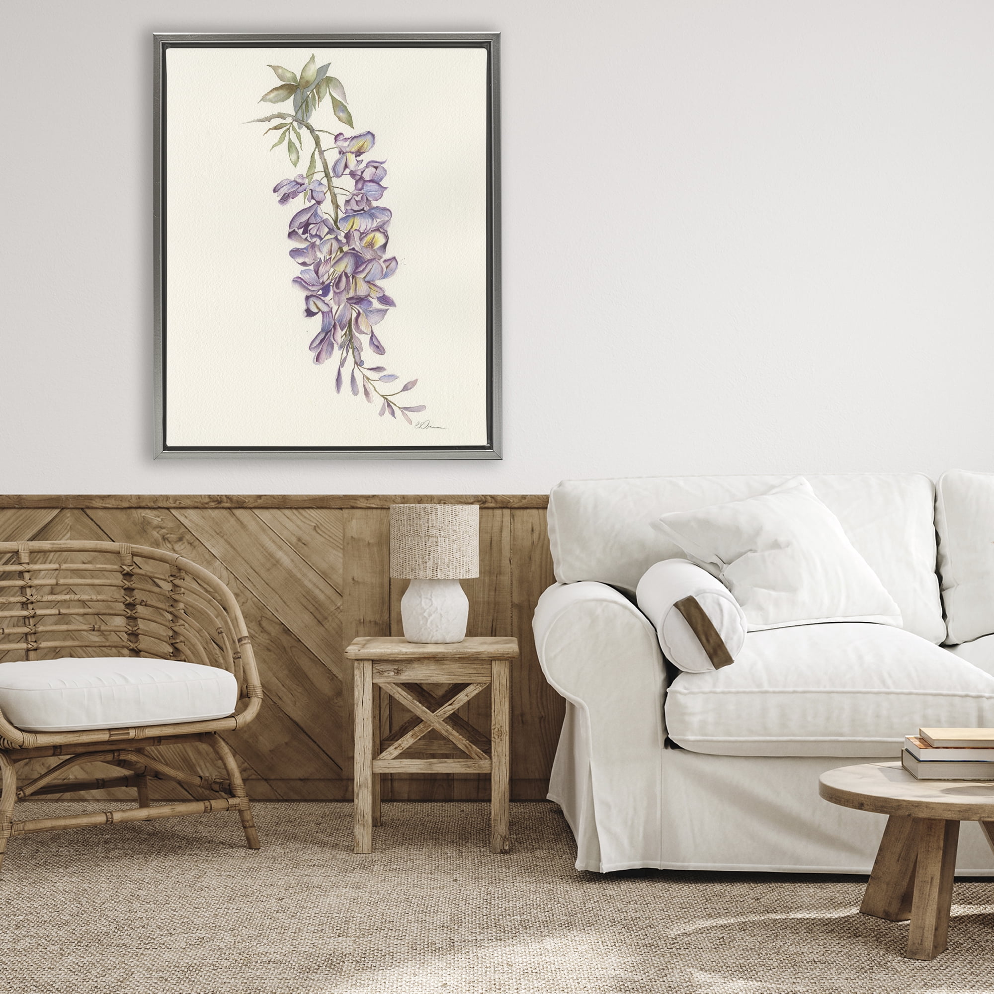Stupell Industries Delicate Hyacinths Study Gray Framed Floater Canvas Wall Art, design by Cady Driver