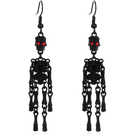Halloween Skeleton Earrings for Women Men Vintage Punk Spooky Jointed Skeleton Skull Rhinestone Dangle Drop Earrings Halloween Scary Costume Party Accessories Jewelry