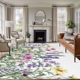 thumbnail image 2 of Spring Rustic Large Area Rugs 5x8 ft Wildflowers Pink Daisy Lavender Flower Washable Rug Non Slip Indoor Carpet Absorbent Floor Mat for Living Room Bedroom Dining Room, 2 of 9