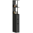 thumbnail image 1 of HOMCOM Narrow Bathroom Floor Cabinet with Drawer, Open Shelves, Black, 1 of 10