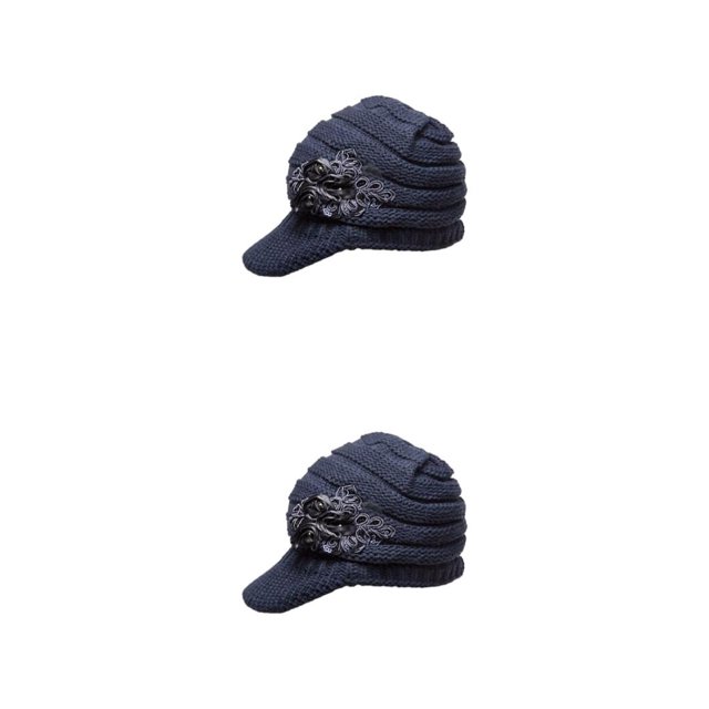 Wweixi Warm Up In Style With Fashionable Wool Cap For Cold Weather Knitted Hats Knitted Caps Funny Hat Wool Hat Ear Protectors dark grey 2Set