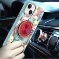 thumbnail image 2 of For iPhone 13/14 Metal Diamond CD Pattern Design Matte Finished Hybrid with Rotational Ring [Car Mount Friendly] Case - Cats, 2 of 4