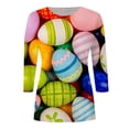 thumbnail image 4 of Women's Casual Shirt With 3/4 Sleeve Easter Print Shirt T-Shirt Top Pink XL, 4 of 4