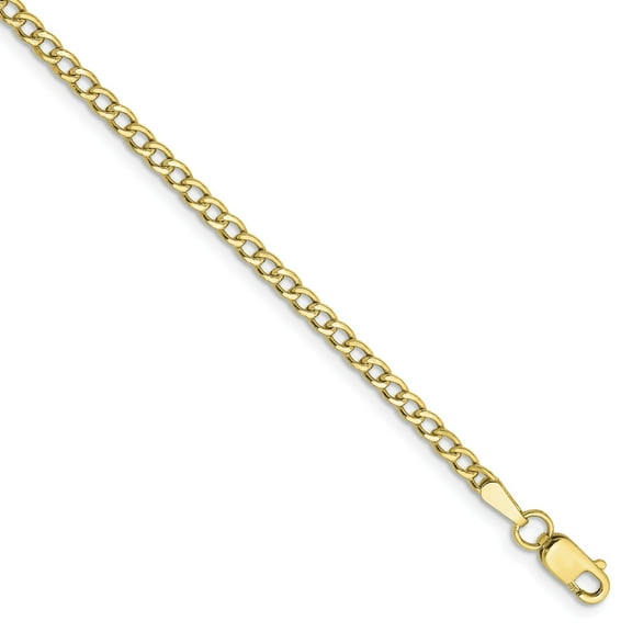 10k 2.5mm Semi-Solid Curb Link Chain in 10k Yellow Gold