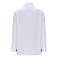 thumbnail image 3 of Long Sleeve Linen Tops for Women Fall Spring Casual Buttons High Neck Loose Fit Pullover Tee Shirts (XL, White), 3 of 5