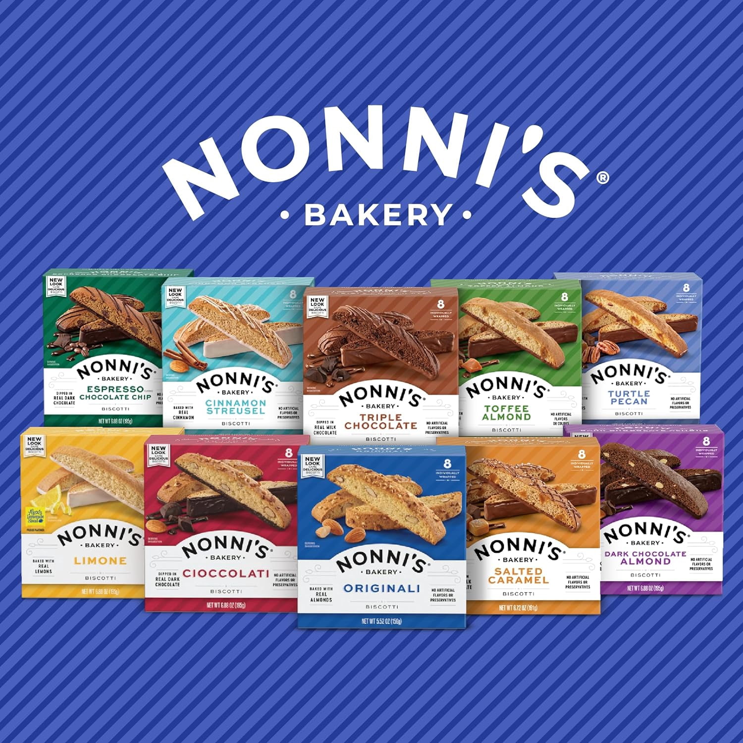 Originali Almond Biscotti Italian Cookies - 3 Boxes Biscotti Individually Wrapped Cookies - Italian Biscotti Cookies Baked w/a Hint of Anise & California Almonds - Kosher - 5.52 oz