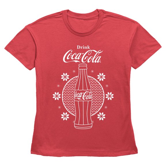 Womens Coca Cola Christmas Snowflakes Bottle T Shirt