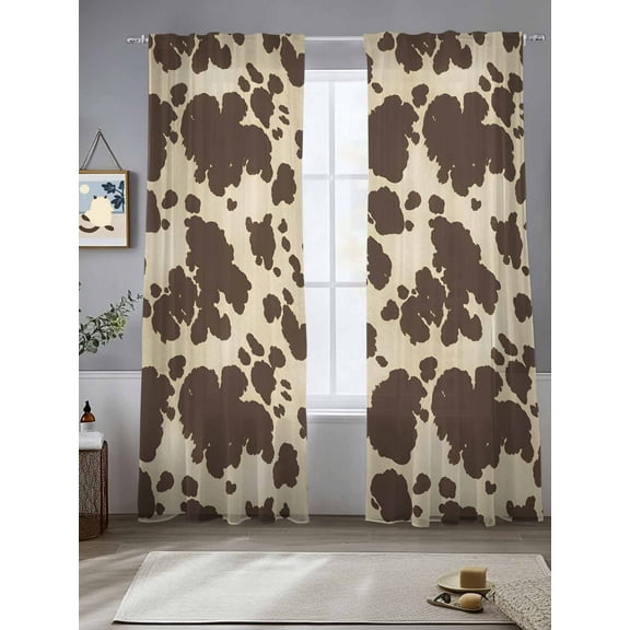 Brown Beige Sheer Curtains for Living Room Bedroom Modern Animal Texture Abstract Sheer Curtains 84 Inch Long 2 Panels Set Light Filtering Curtain Window Treatments Drapes for Dining Room