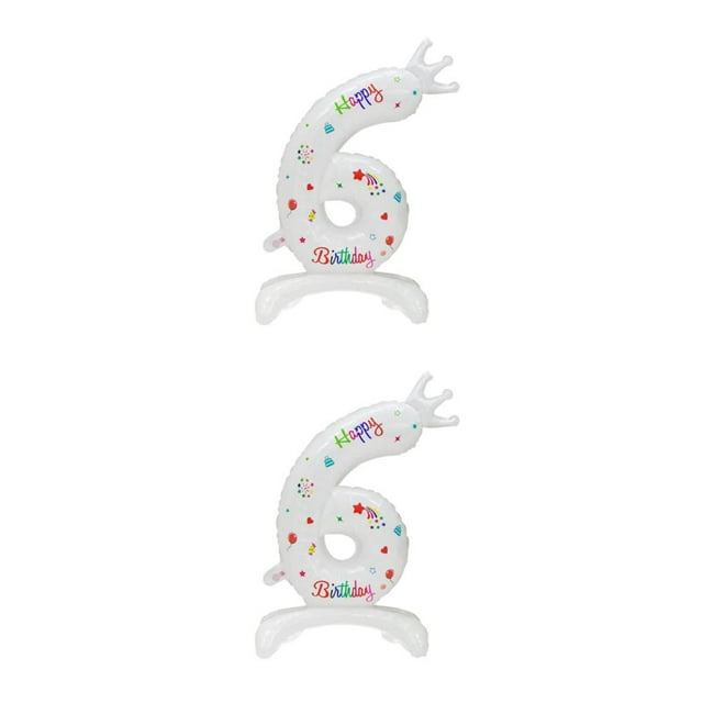 kurtrusly Unique Luster On White Digital Aluminum Film Balloons - Decorations Number 6 2Set