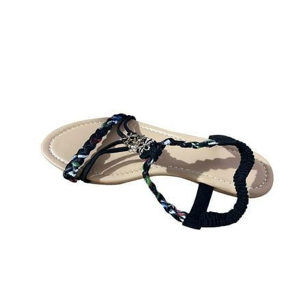 

YanHoo Sandals Women Flat Shoes: Dressy Summer Bohemian Flats Shoes for Women Sandals Comfortable Ankle Strap Outdoor Walking