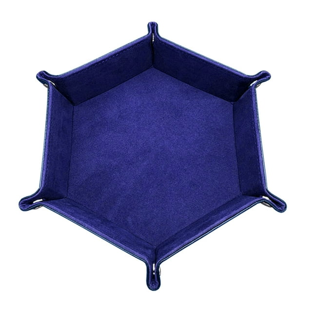 Dice Tray Folding Dice Rolling Tray with PU Outer Velvet Lining Holder Storage Box for Table Games Metal Dice
