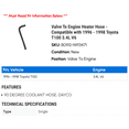 thumbnail image 2 of Valve To Engine Heater Hose - Compatible with 1996 - 1998 Toyota T100 3.4L V6 1997, 2 of 2