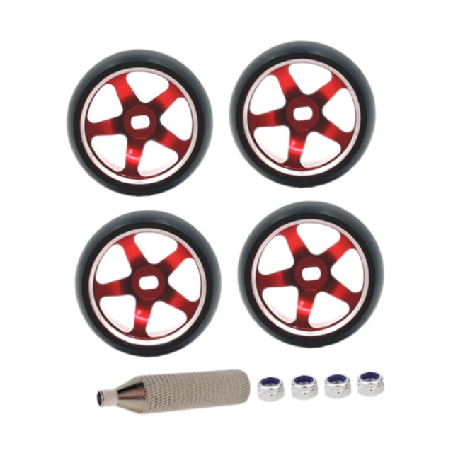 DOMELAY 4Pcs Wheel Rims Replace Modification Sturdy 25mm Premium Aluminum Alloy Rims for Red