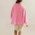 thumbnail image 3 of APEXFWDT Women's V Neck Oversized Sweatshirt Long Sleeve Pullover with Frayed Hem Casual Daily Wear,XL,Pink, 3 of 5